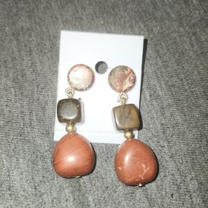 Handcrafted Red Jasper Drop Earrings - Earthy Stone Dangle